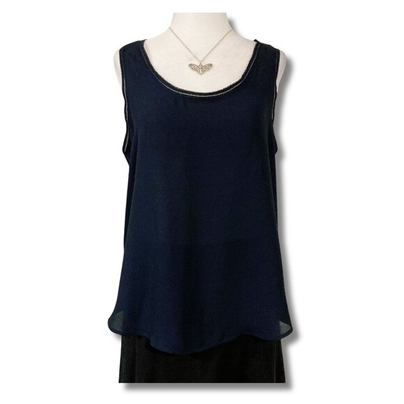 BANANA REPUBLIC Dark navy blue scoop neck camisole tank top ~ VINTAGE XS SMALL - Picture 1 of 9